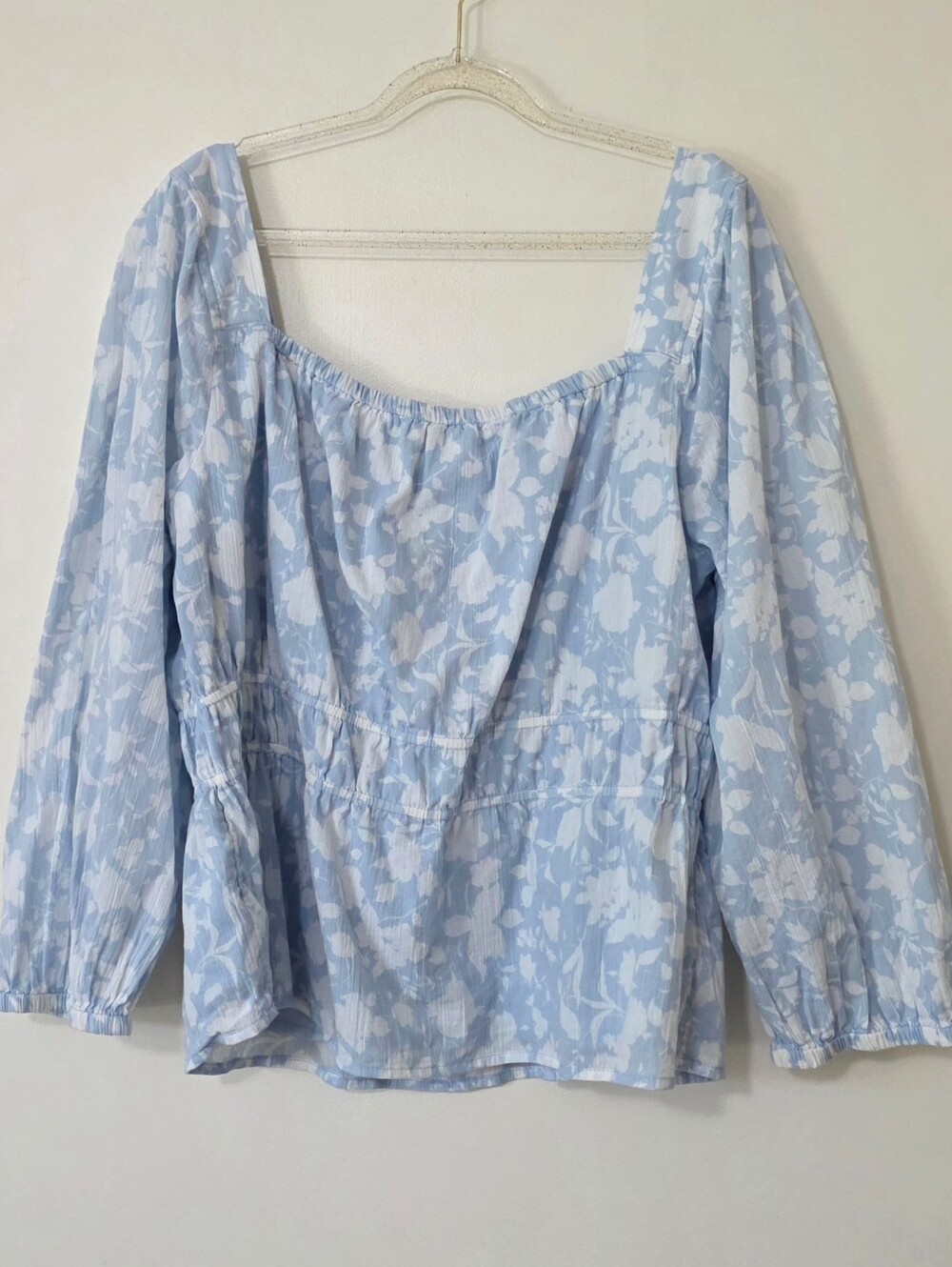 Free Assembly Square Neck Blouson Sleeve Peplum Top Soft Girl Coquette XXL